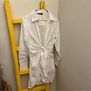 Nasty Gal White Collared Shirt mini dress